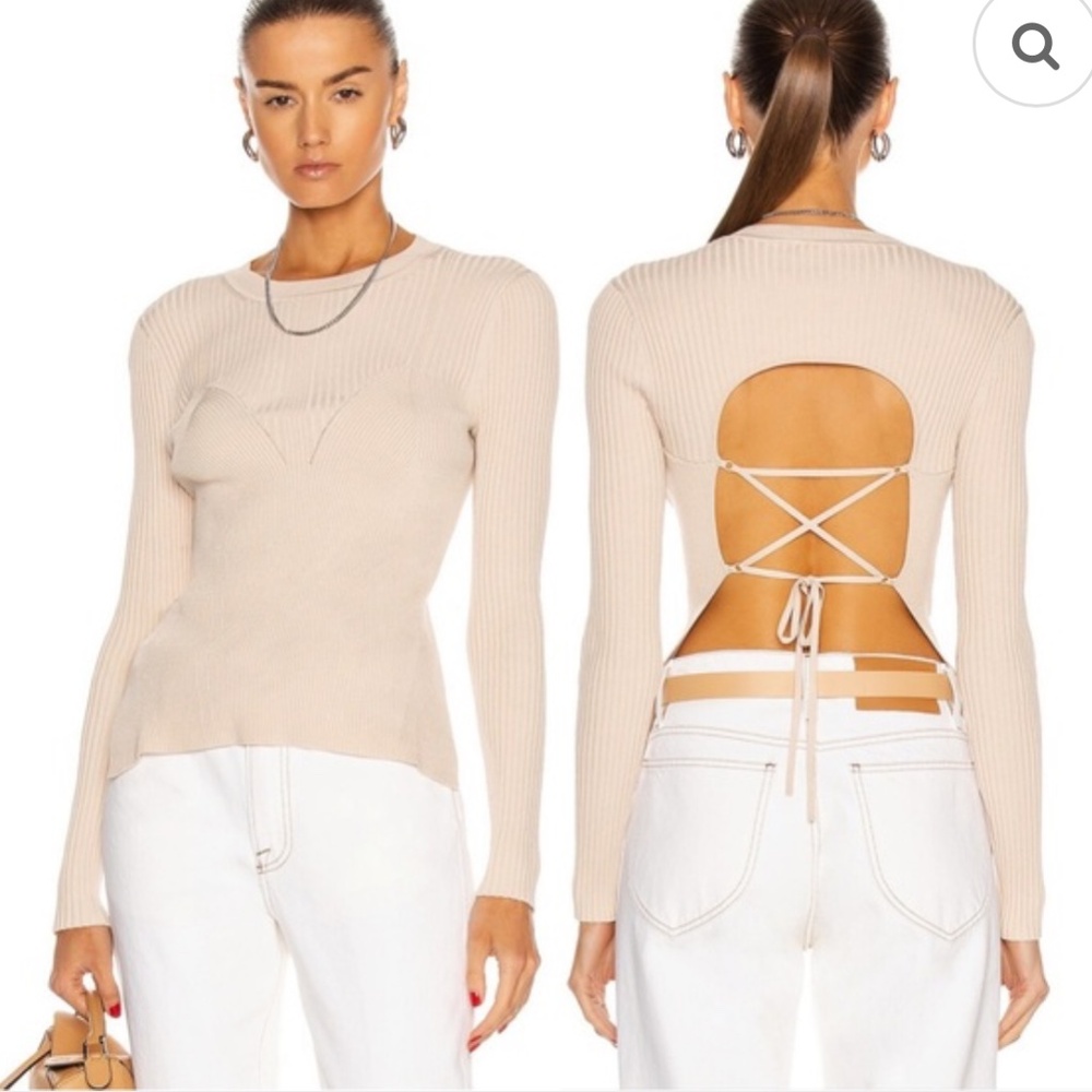 Jonathan Simkhai Arwen Open Back Top Size XS Egret